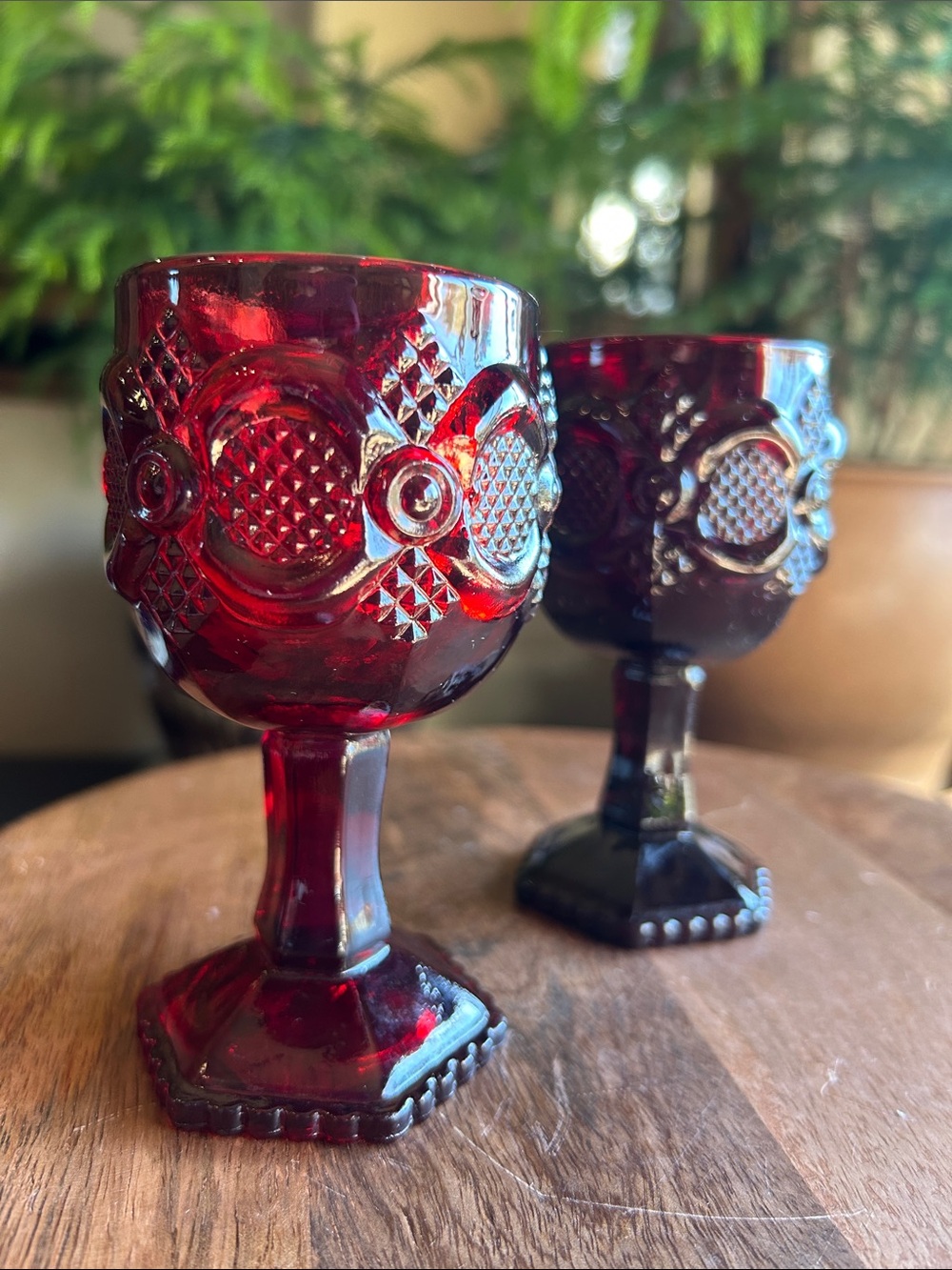 Avon 1876 Cape Cod Collection Ruby Red Glass Goblets